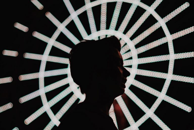 photo of woman with haloed background