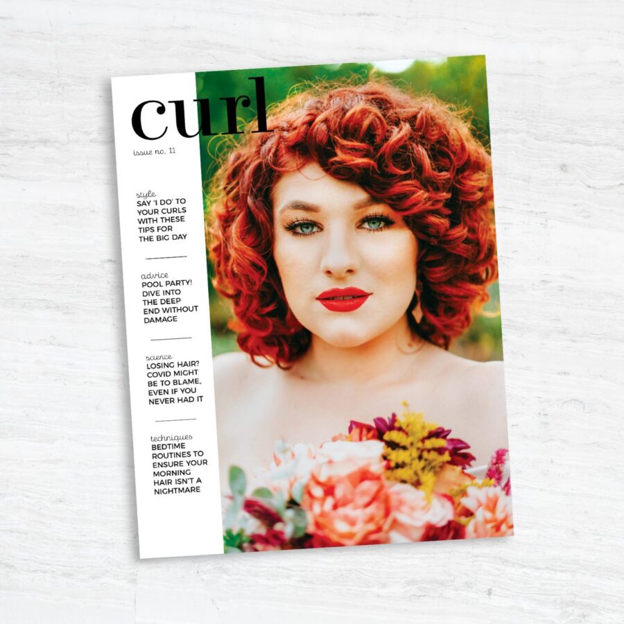 curl magazine wedding issue with curly redhead bride cover