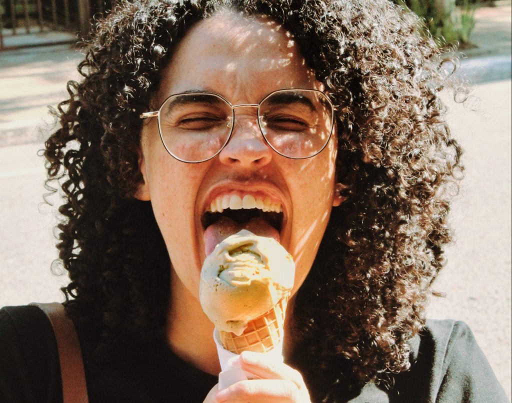 Photo of woman eating icecream