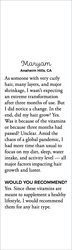 Maryam Anaheim Hills, CA As someone with very curly hair, many layers, and major shrinkage, I wasn t expecting an ext   