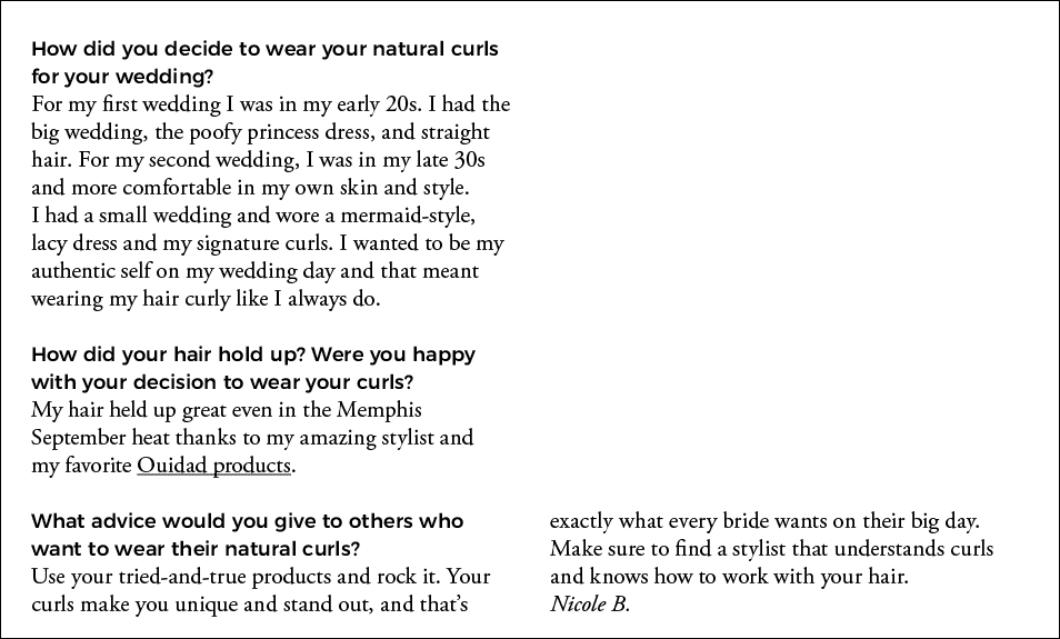 How did you decide to wear your natural curls for your wedding  For my first wedding I was in my early 20s  I had the   