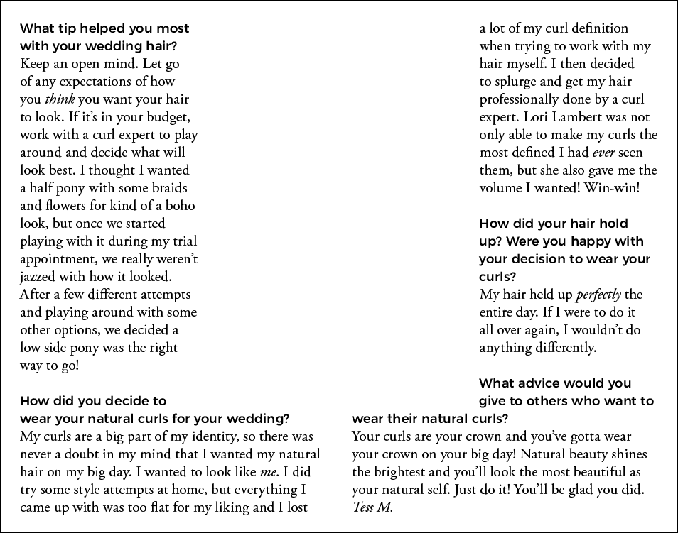 What tip helped you most with your wedding hair  Keep an open mind  Let go of any expectations of how you think you w   