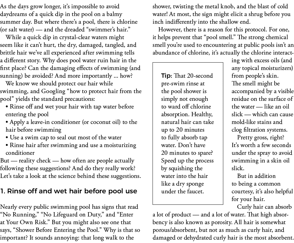 Tip: That 20-second pre-swim rinse at the pool shower is simply not enough to ward off chlorine absorption  Healthy,    